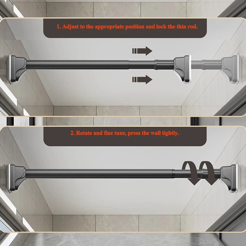Adjustable Curtain Rod, 40-500cm Extra Long Support Rod, Extendable Shower Curtain Rod, Balcony Clothes Drying Rod, view 6