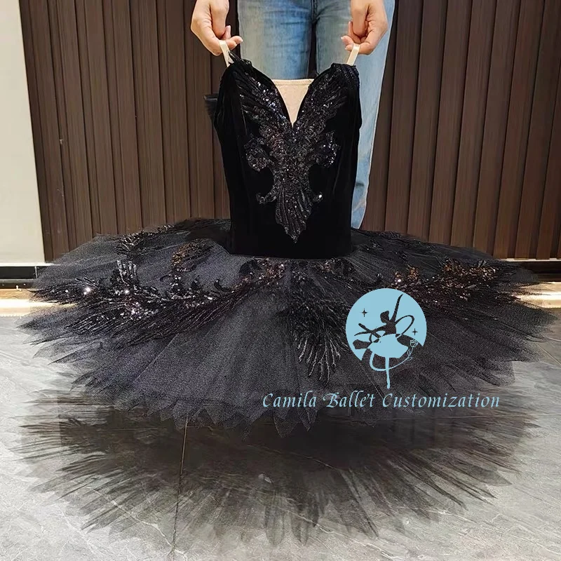 Simple new black swan silver fairy ballet TUTU competition performance skirt tailored for adults and children