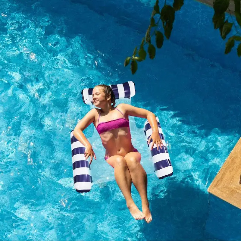 Tumbona para piscina, hamaca flotante para piscina, silla inflable de inflado rápido para accesorios de natación, vacaciones de verano en el lago