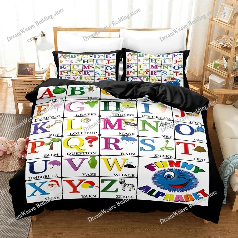 

Alphabet Lore Bedding Set Single Twin Full Queen King Size Bed Set Girls Boys Bedroom Duvet Cover Sets Anime Duvet Cover