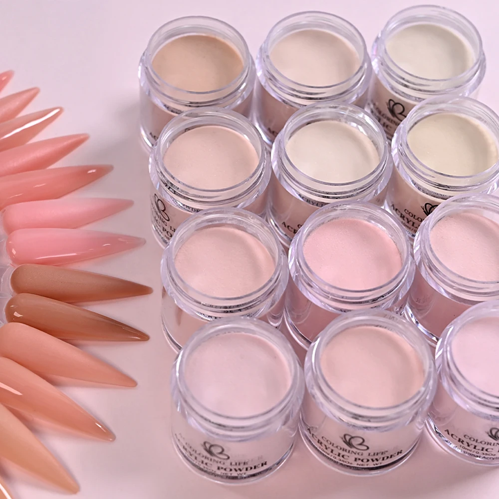 12jar Nail Acrylic Powder Nude/Brown Nail Art Crystal Powders 3D Extension Carving Dipping Powder Colored Nail Carving Powder