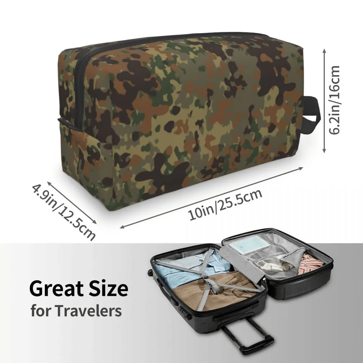 Custom Fashion Flecktarn Camo Travel Toiletry Bag for Military Army Camouflage Cosmetic Makeup Organizer Beauty Storage Dopp Kit