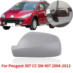 CAPQX Outside Rearview Mirror Cover For Peugeot 307 CC SW 407 2004-2012 Side Rear View Mirror Lid Cap Shell Housing