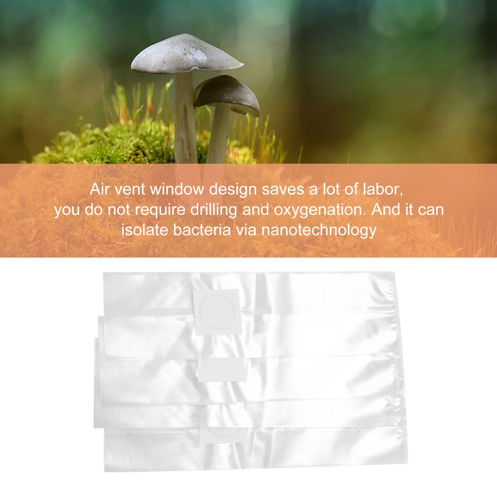 

AA50-50Pcs PVC Mushroom Spawn Grow Bag Substrate Clear Bags High Temp Pre-Sealable