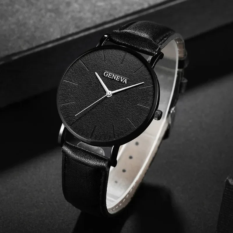 남성용 심플 비즈니스 벨트 쿼츠 시계, 학생 손목시계, 패션 쿼츠 시계