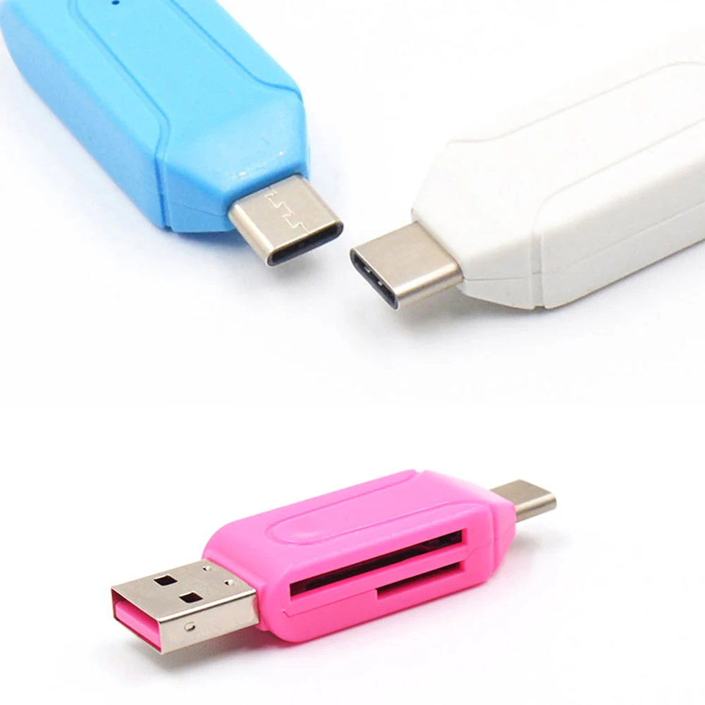 Novo leitor de cartão usb e usb 2 em 1 otg de alta velocidade usb2.0 universal otg tf/para cabeçalhos de extensão de computador android