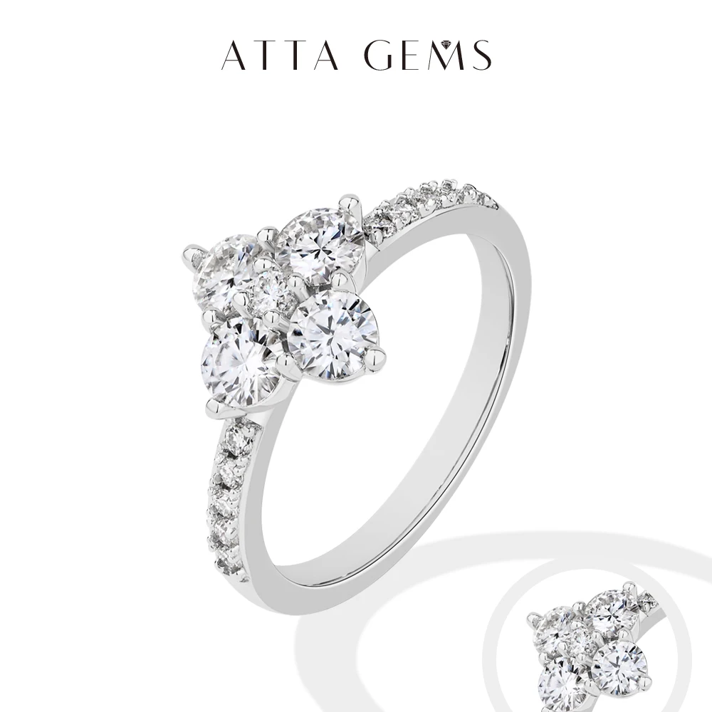 

ATTAGEMS 925 Sterling Silver Luxury Full Moissanite Rings 0.3ct DVVS1 Round Cut Sparkling Engagement Band for Women Fine Jewelry