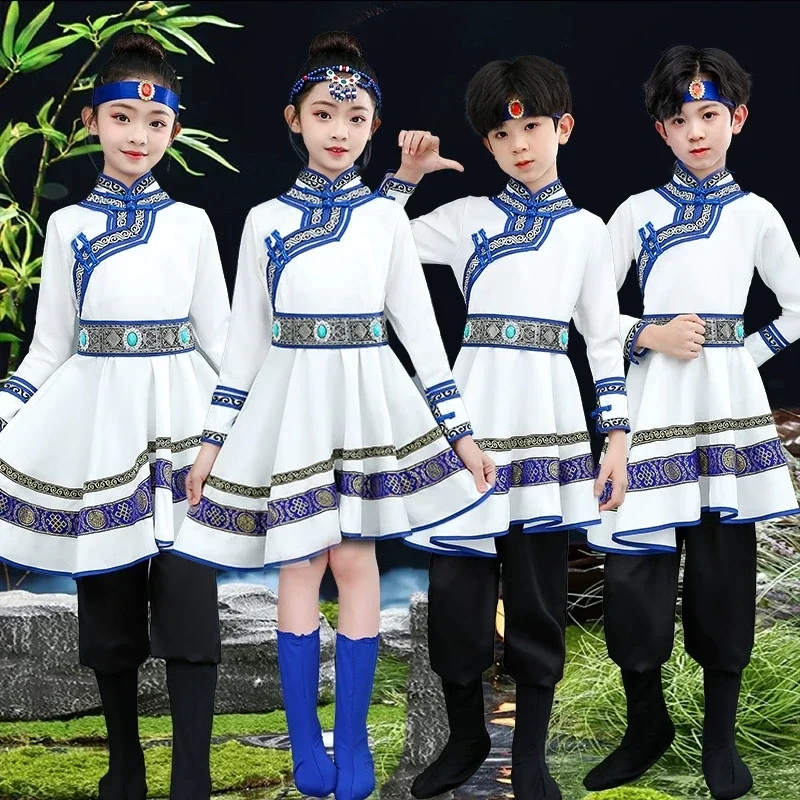 2025 Children's Mongolian dance performance costumes for male and female ethnic minority exam performance costumes