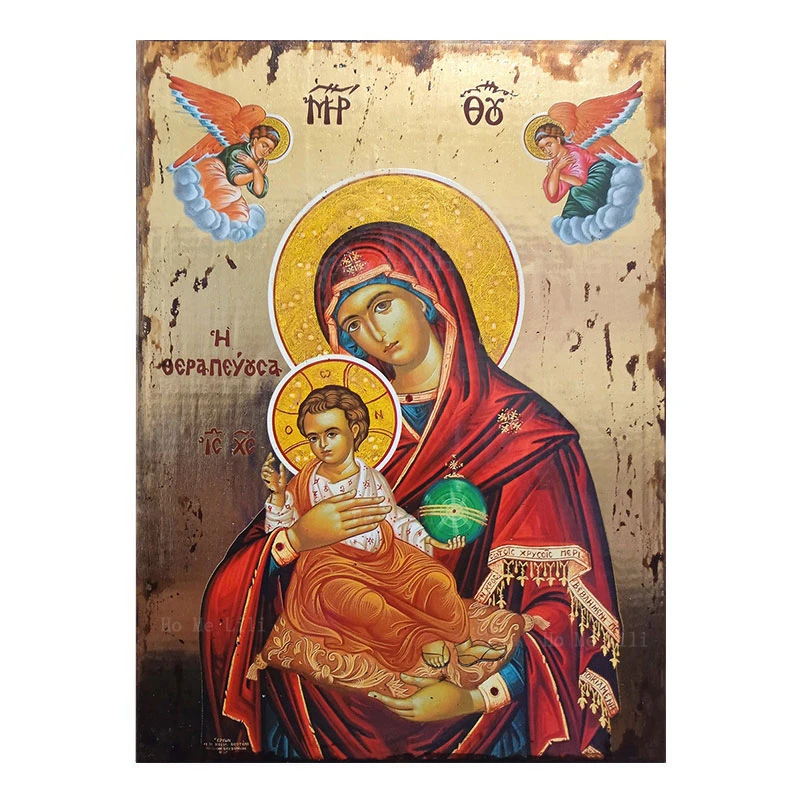 Terapeuta maryja dziewica i jezus Ikon Panagia matka boska bizantyjski prawosławny religijny płótno Wall Art na wystrój salonu