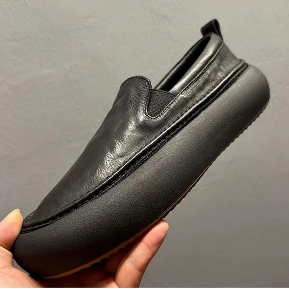 

QHCCID Handmade Vintage Cowhide Leather Men's Shoes Comfortable Breathable Classic Thick Sole Style with