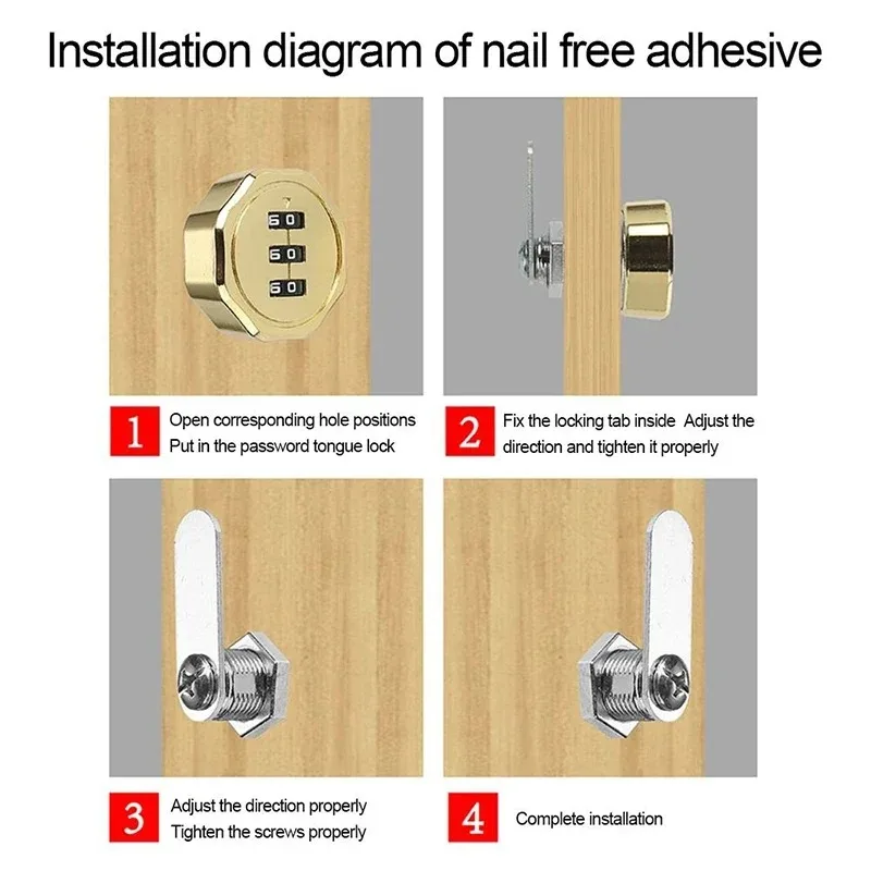 1 Piece 3-position Combination Rotary Bolt Lock 20/30MM Cam Combination Lock Zinc Alloy Anti-theft Cabinet Door Lock