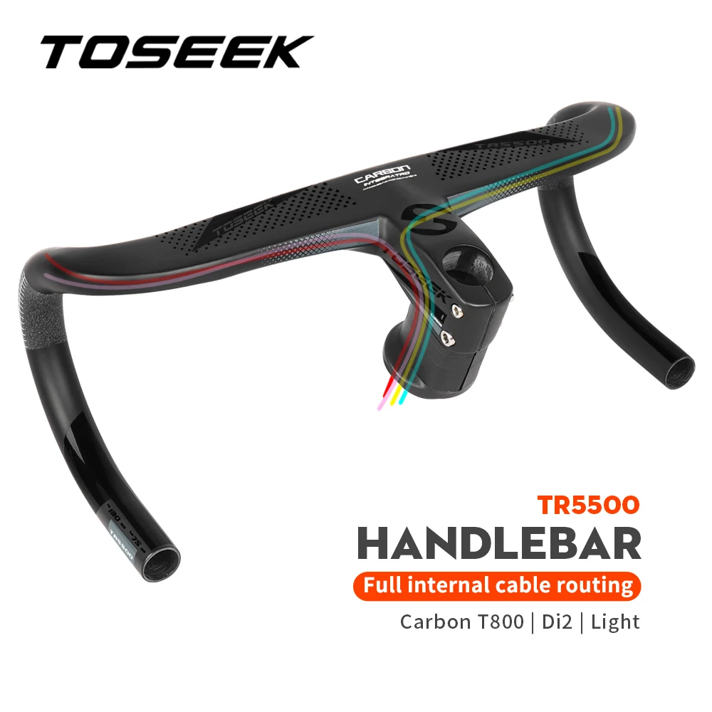 

TOSEEK TR5500 Full Internal Cable Routing Road Bicycle Handlebar T800 Carbon Integrated Di2 With Bike Computer Holder