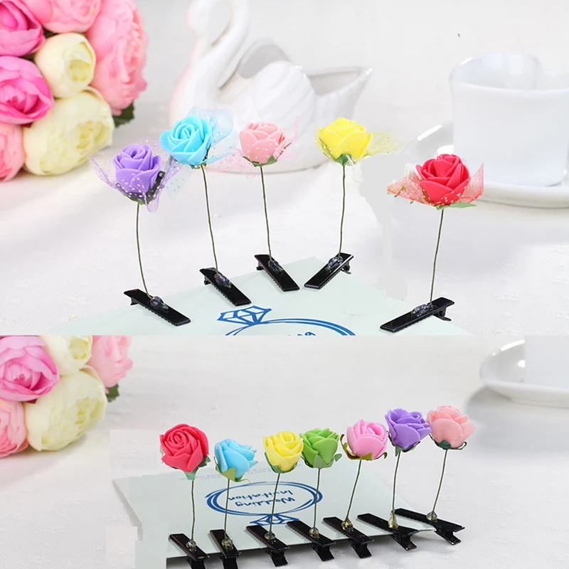 

1PC Korean Fashion Green Grass Hairclip Cute Barrette Flower Hair Clips Kids Floral Hairpin Girls Funny Hair Accessories