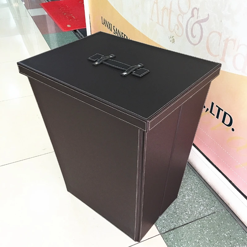 Foldable PU Leather Storage Basket with Lid Luxury Laundry Hamper Organizer for Bedroom Elegant Closet Bin home Laundry Baskets