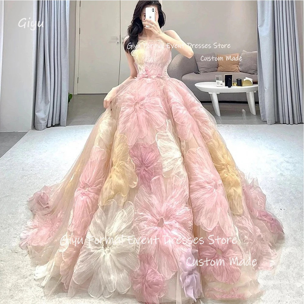 Giyu-Magnifique robe de Rhflorale, robes de mariée princesse, sans bretelles, longueur au sol, robe de soirée formelle, robe de soirée, photoshoot, Corée