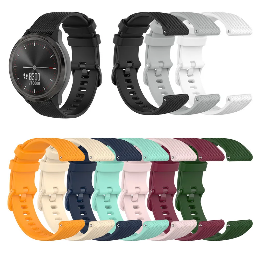 20MM Silicone Watch Strap for Garmin Vivomove Sport/Venu 2 Plus/Approach S40/Forerunner158/Vivomove3 Wristband Bracelets