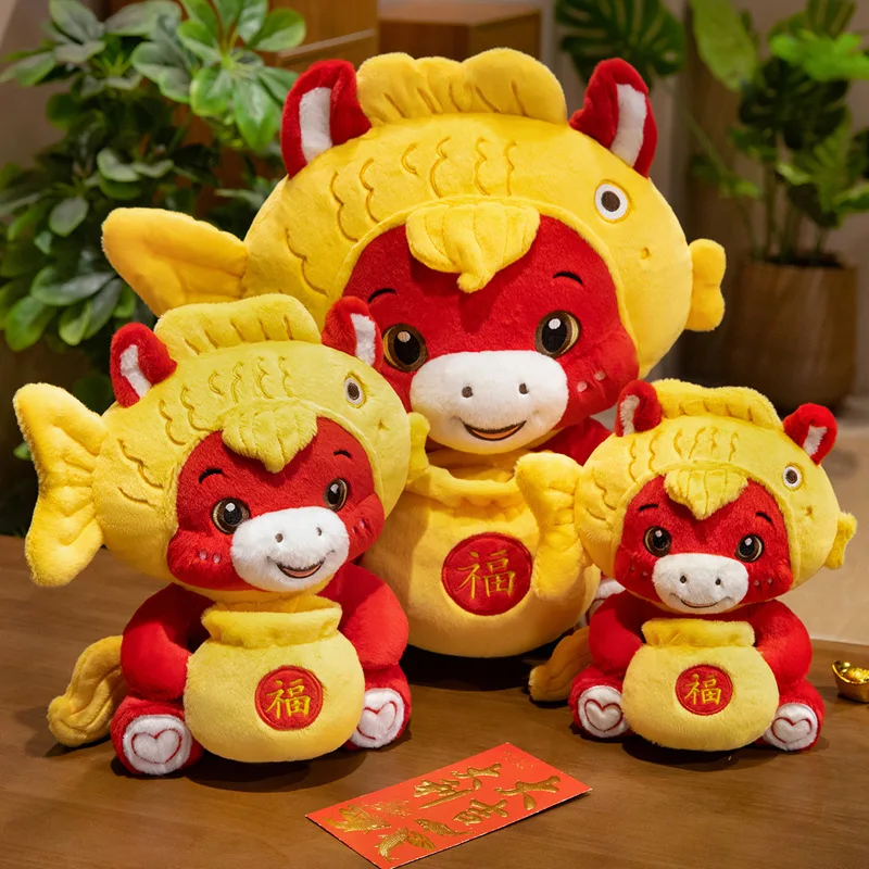 Pluszak Szczęśliwy Koń 25/30 cm, Maskotka Roku Konia, Noworoczny Przynosiciel Dobrych Życzeń, Pluszowa Lalka, Dekoracja Domu, Pluszaki Kucyki