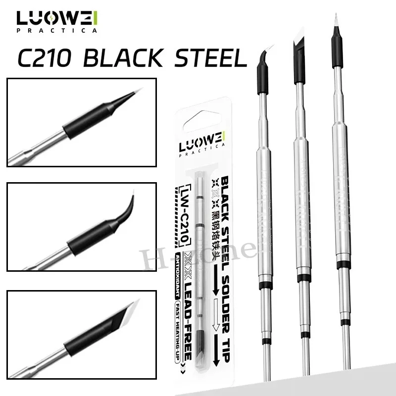 LUOWEI LW-C210 I/J/K Soldering Iron Tips Compatible Soldering Station Handle Lead Free Heating Core for Mobile Phone Repair