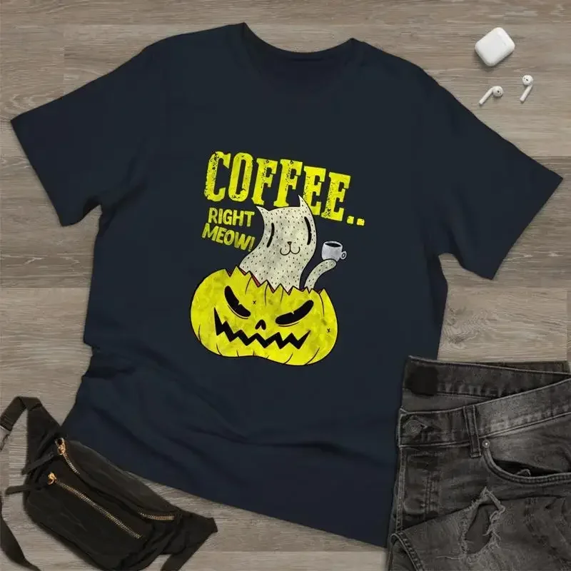 Coffee Right Meow Halloween T Shirt Horror Novelty Evil Comic