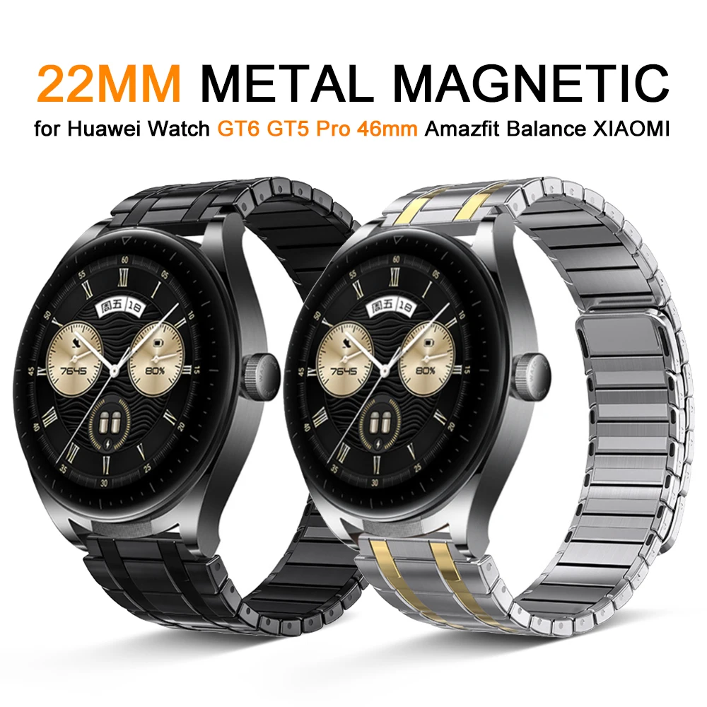 22 مللي متر حزام الساعات سوار فولاذي غير قابل للصدأ لساعة هواوي GT 6 Pro 46 مللي متر GT 5 Pro في نهاية المطاف رجل حزام معدني ل Amazfit Balance GTR 4 3 #1