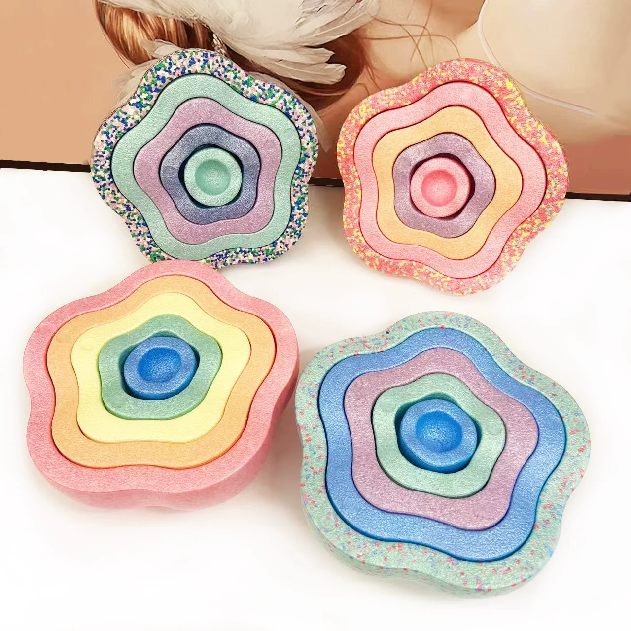 

Flower Balance Stepping Stones Rainbow Sensory Toys for Kids Tactile Integration Training Outdoor Sports Games Equipment