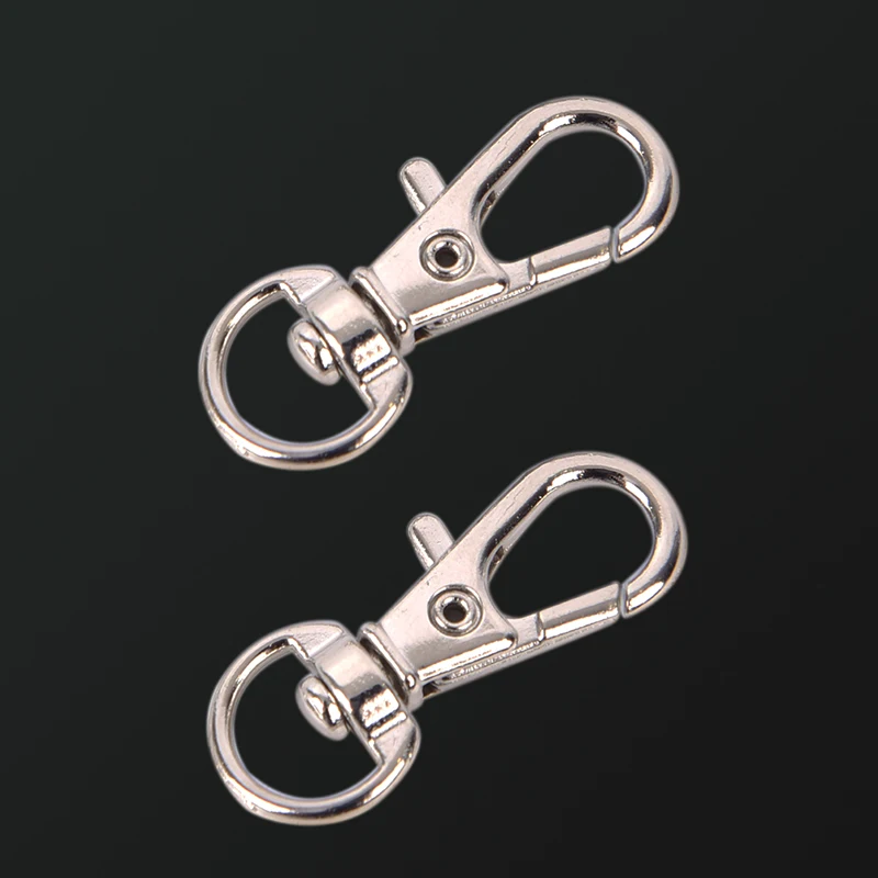 10pcs Wholesale Silver Color Rhodium Lobster Clasp Clips Key Hook Keychain Split Key Ring Findings Clasps DIY Keychains Making