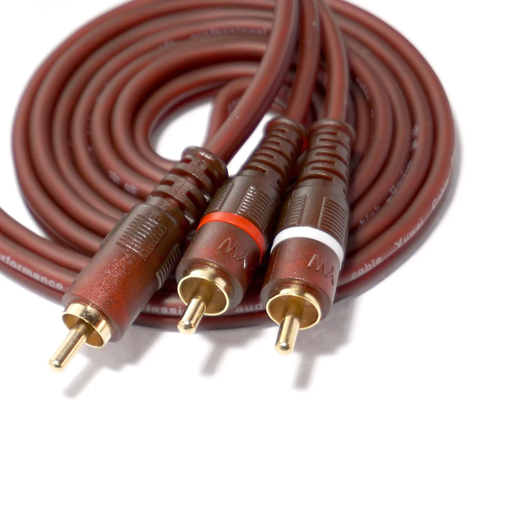 RCA Y Splitter 1 RCA Male to 2 RCA Male HIFI Audio Cable OFC Conductor Gold Plated RCA Plug Cable 1.5m