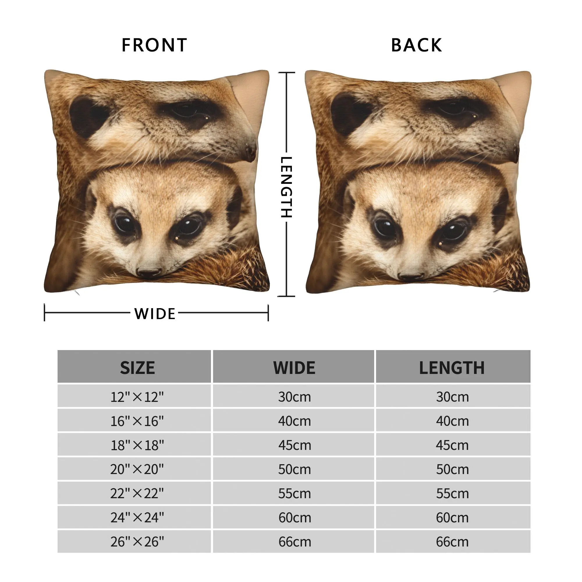 Pillow Cover Two Meerkats Cuddling Close Animal Photo  Retro Trendy Pillow Case For Living Room Sofa Pillowcases