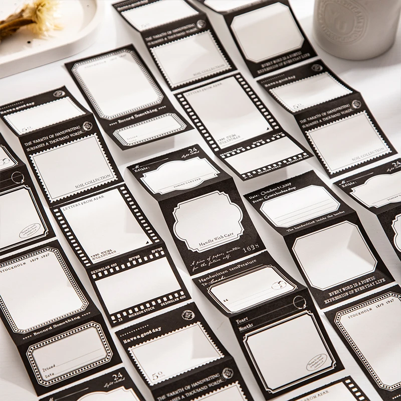 50 Blatt schwarz-weiße Notizbuch-Serie, europäische Retro-Nachrichtennotizen, handgefertigt, DIY, Scrapbooking, Material, Ästhetik, Bastelpapier