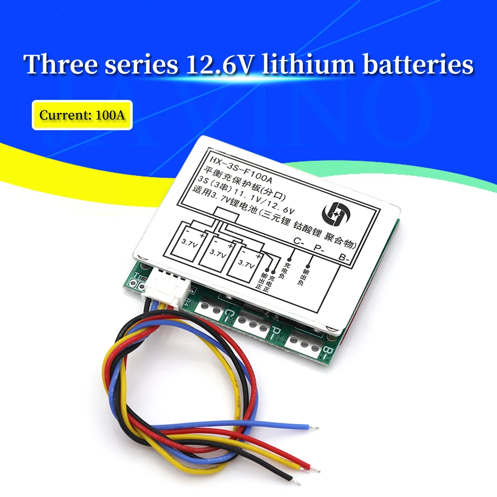 

Javino 1-10Pcs 3S 100A 12.6V Li-ion Lithium 18650 Battery BMS PCM Protection Board with Overcharge and Over Discharge Protection