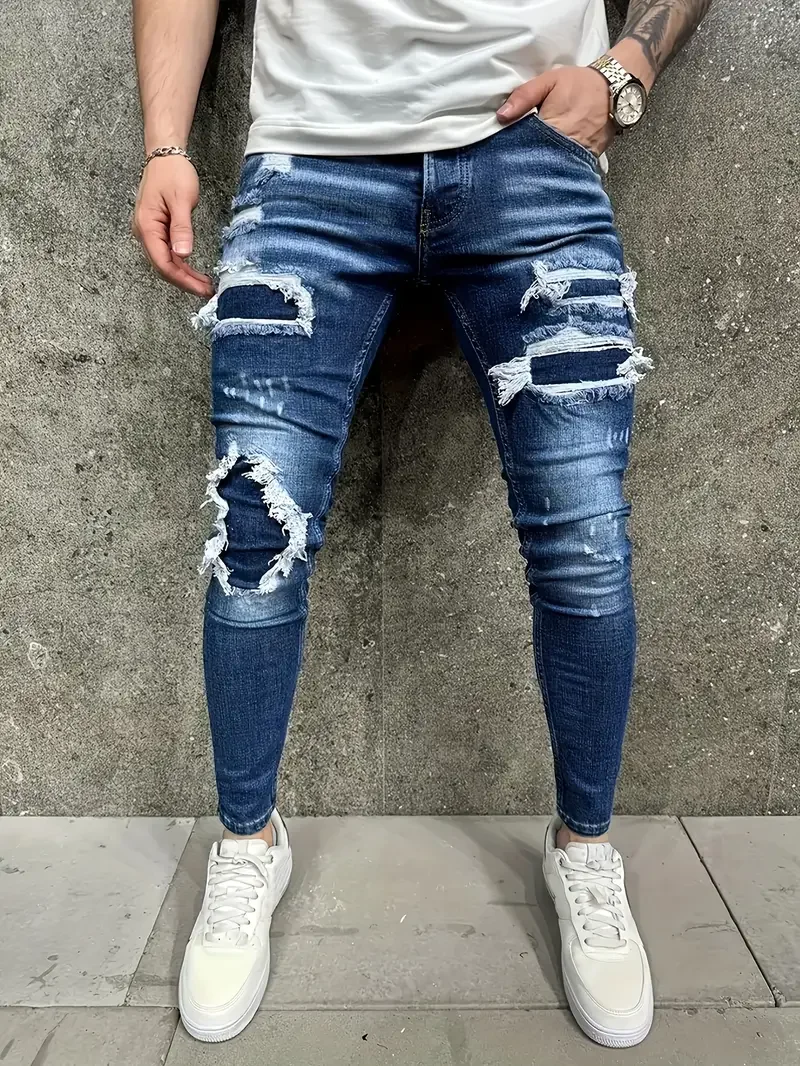 

Men's Trendy Fashion Jeans | Street Style Lightweight Slim-Fit Denim Pants | Comfortable for Daily Wear, Suitable for All Season