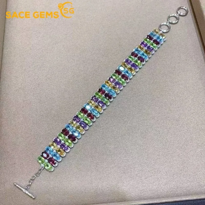 

SACE GEMS Новые браслеты из стерлингового серебра 925 пробы 4*6 мм с натуральными кристаллами и драгоценными камнями для женщин, помолвка, коктейльная вечеринка, ювелирные изделия, подарки