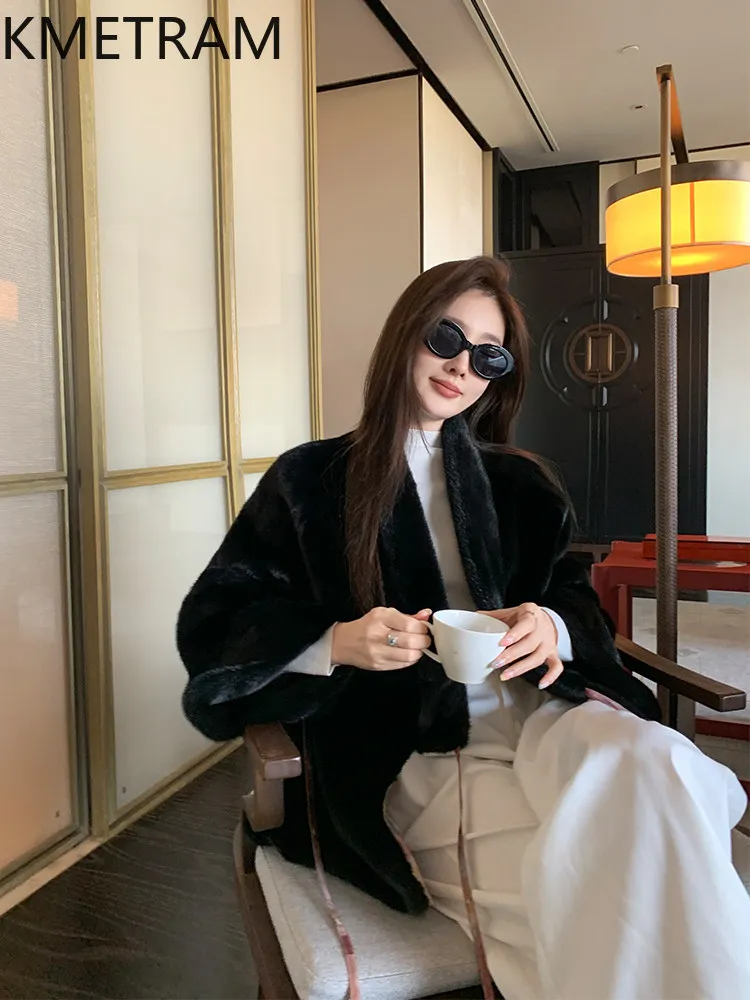 KMETRAM Real Whole Mink Velvet Fur Coat Woman Reversible Winter Short Coats New Chinese Style Fur Jacket Women Clothes 65cm 2026