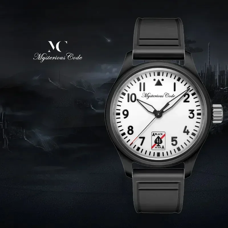 Mysterious Code Watch For  Men Ceramic Pilot SW200 Movement Automatic Mechanical Sapphire Glass Rubber Strap Super Luminous