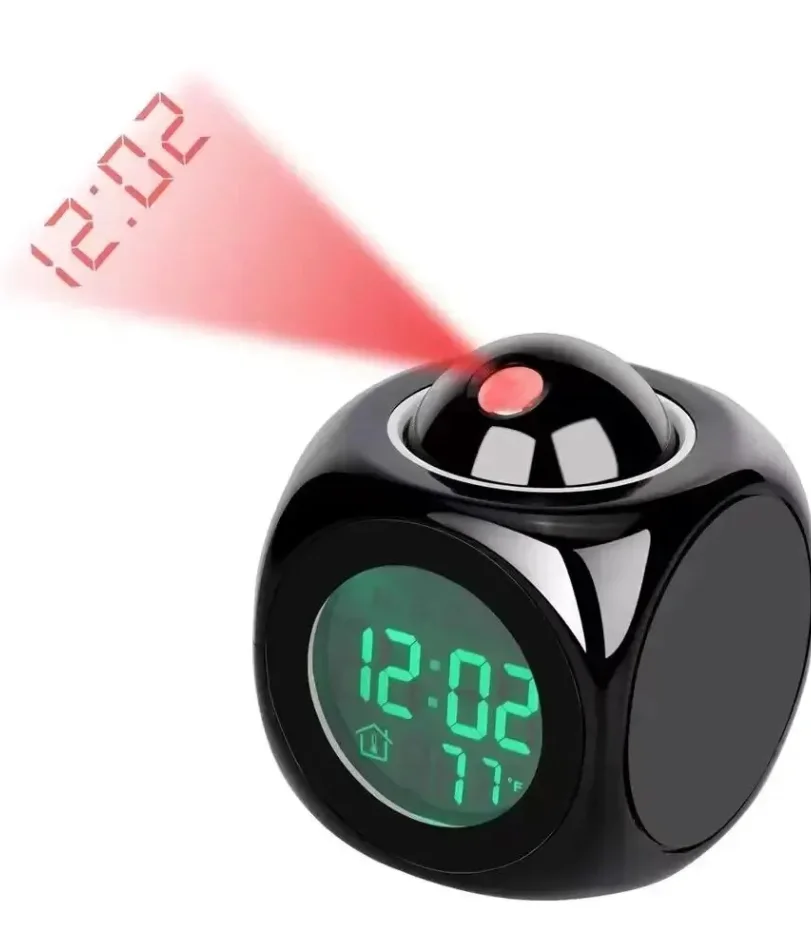 1PCProjection Alarm Clock Ceiling Display Snooze Desk Table Clock Voice Multifunction Digital Projection Clock Temperature Displ