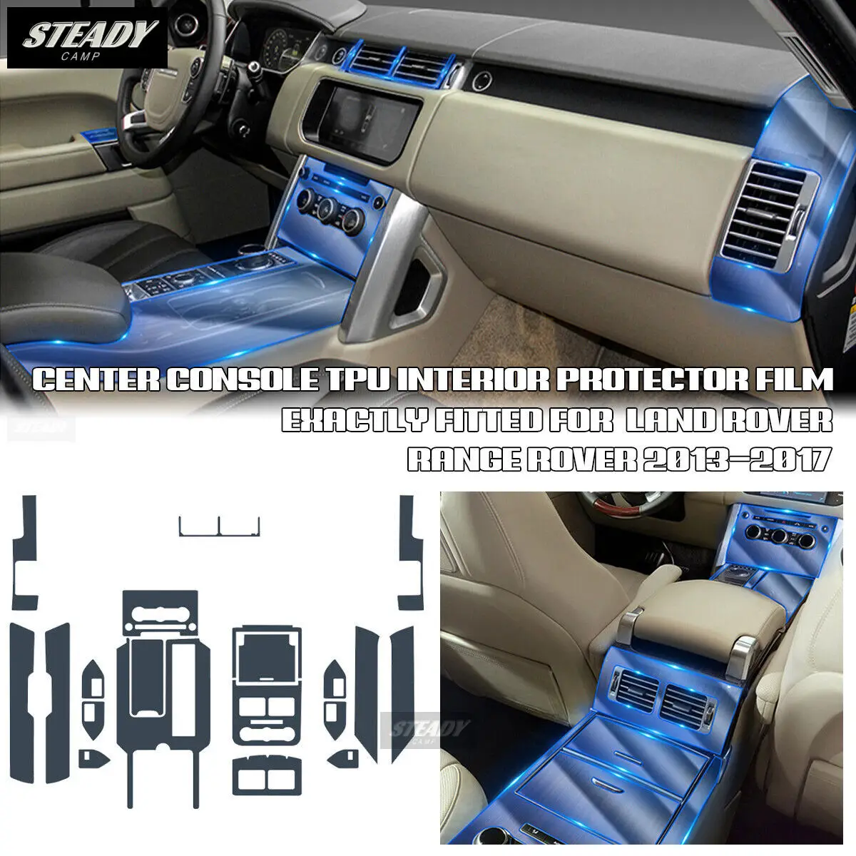 

For Land Rover Range Rover 2013-2016 2017 Car Interior Center Console Transparen TPU Protective Film Anti-scratc Repair Accessor