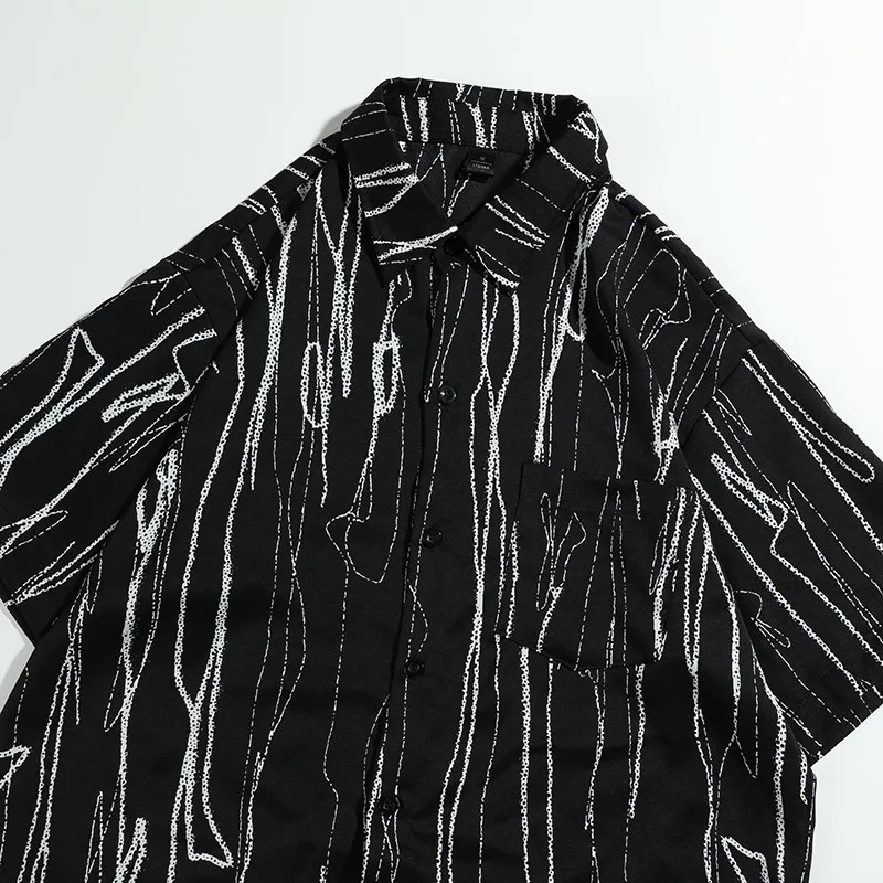 قميص رجالي قصير الأكمام نمط ، البقاء باردة في الاسلوب مع الأسود لدينا #5