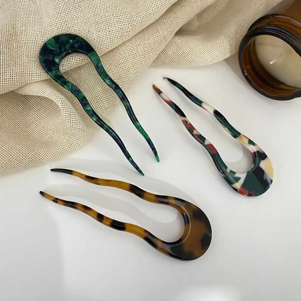 새로운 크리 에이 티브 디자인 헤어 포크 U 자형 수지 머리핀 헤어 액세서리 헤어 스타일링 도구 여성