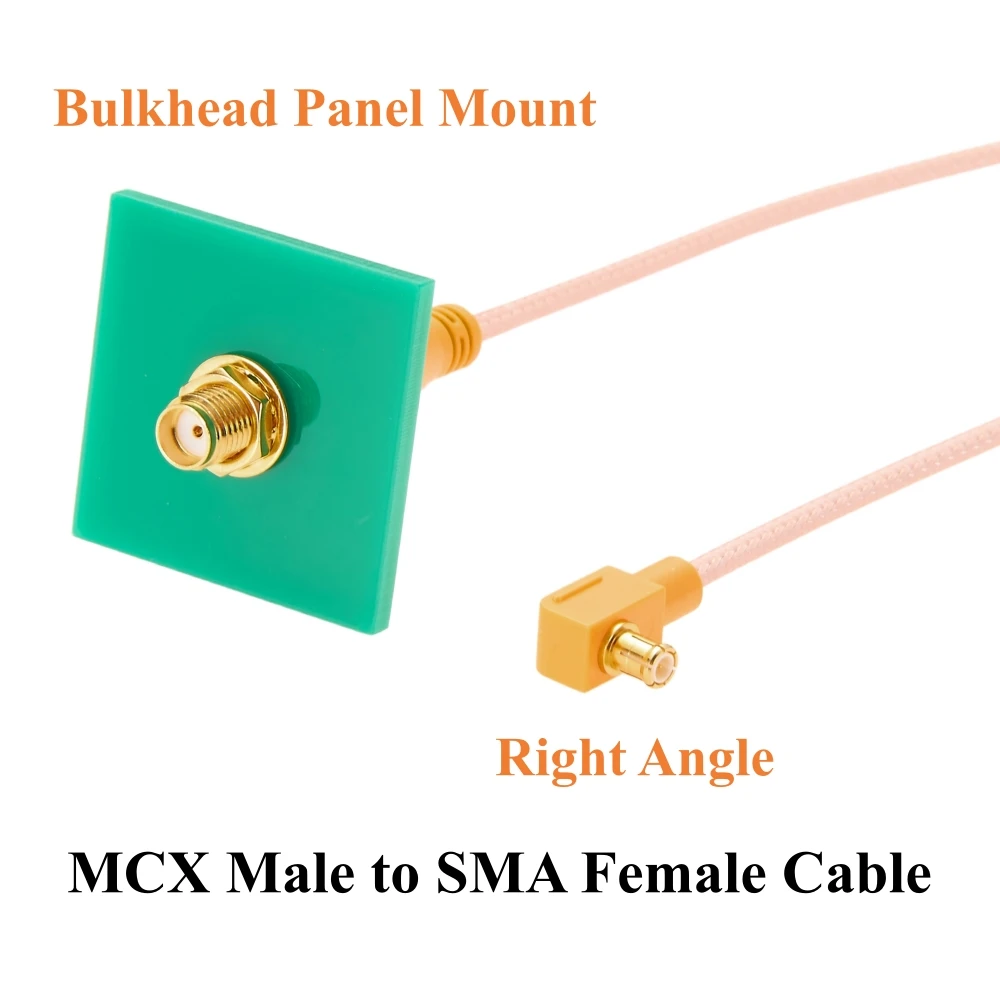 

RG316 SMA Female to MCX Male Right Angle Bulkhead Extension Cable Panel Mount 50 Ohm RF Coaxial Jumper Cable for WiFi Antenna, G