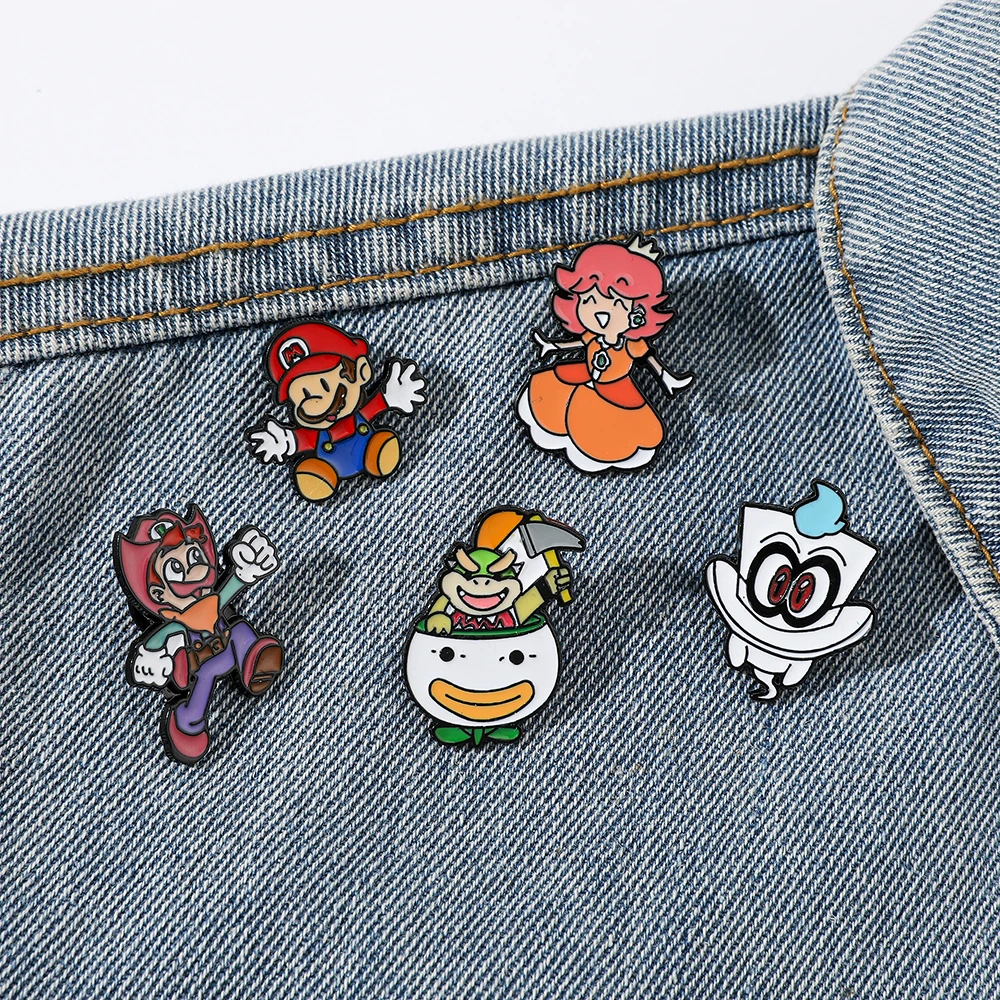 

5pcs Super Mario Game Mario Anime Lapel Pins For Backpack Goku Enamel Pins Women Brooch Cute Kirby Badges Fashion Badge