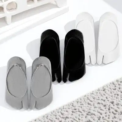 

3 Pairs Toe Separated Socks Women Shallow Mouth Black White Gray 36 39 Size Breathable Mesh Summer Thin Anti Slip Design Female