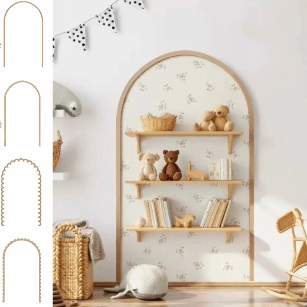9/10Pcs Super Large Wall Arch Decor Shaped DIY Wall Decor Scalloped Crafts Trim Easy To Install Vintage Wood Arch Frame