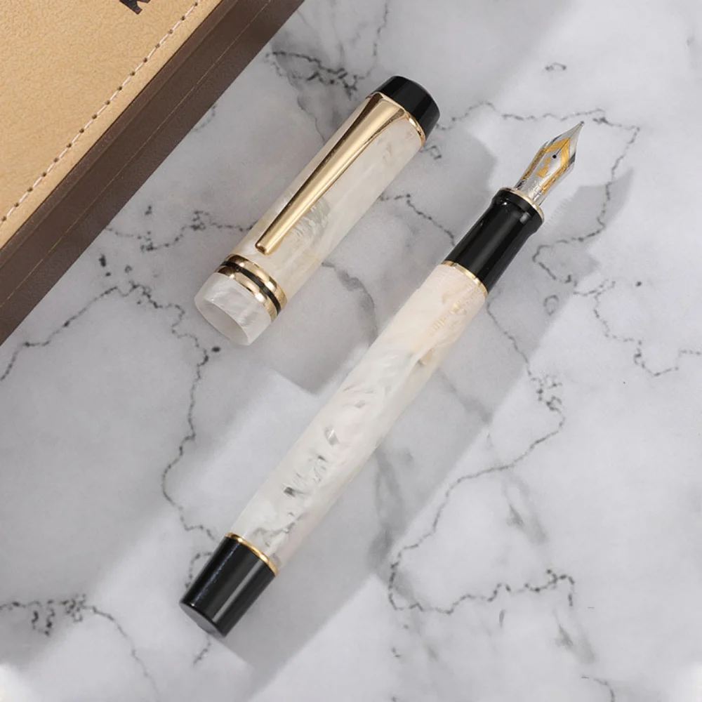 Kaigelu 316อะคริลิค Fountain Pen F Nib สีฟ้าสีน้ำตาลสีขาวหินอ่อน Amber รูปแบบปากกาเจลเขียนของขวัญนักเรียนสำนักงานธุรกิจ