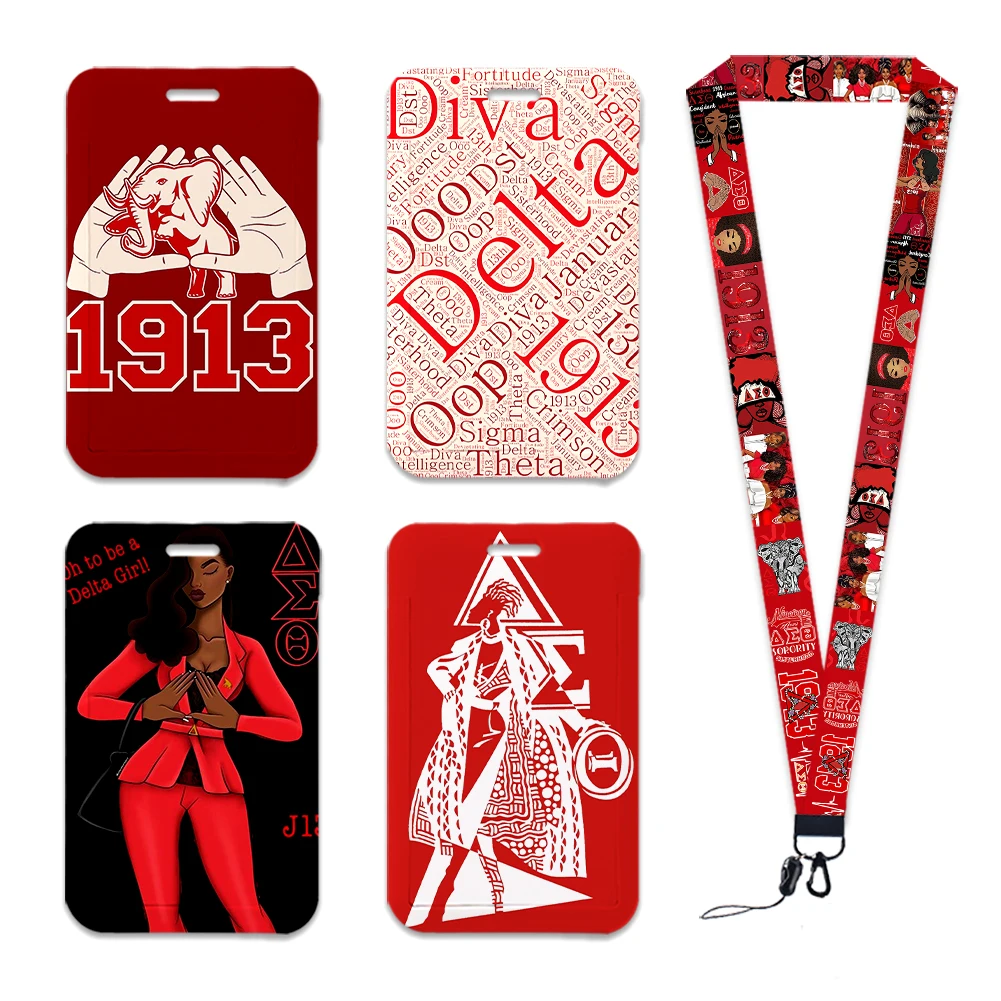 Porta Tarjetas de Plástico con Diseño Nuevo de la Hermandad Delta Sigma Theta, Llavero para Tarjetas de Trabajo, Porta Tarjetas de Acceso, Accesorios de PVC