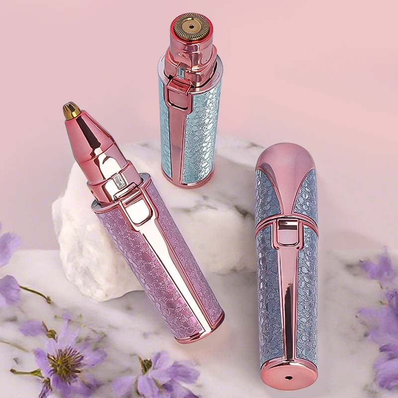 Depilazione viso ricaricabile 2 in1 e rasoio per sopracciglia - Rasoio viso indolore viso labbra corpo con luce LED integrata USB