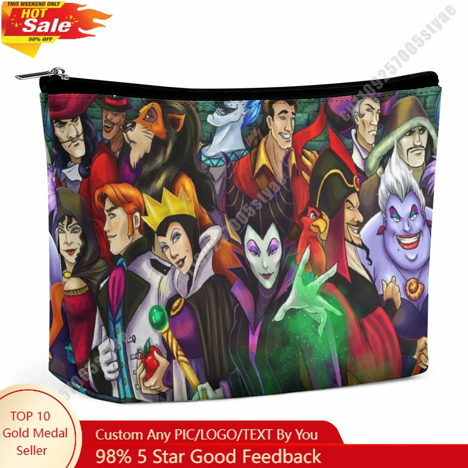 

Косметичка с персонажами Диснея, с индивидуальным графическим дизайном, персонализированный подарок на праздник, для хранения косметики