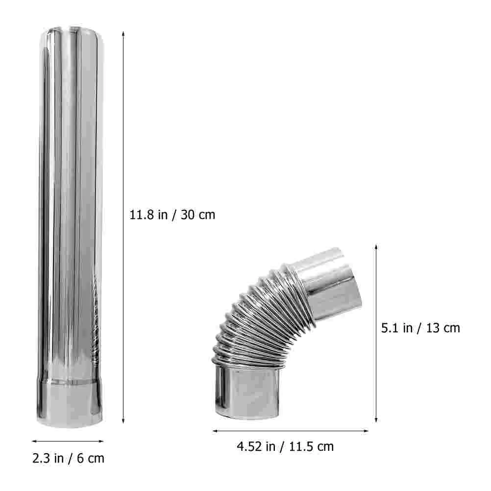 Tubo de combustão de chaminé aquecedor de água a gás tubo de escape de aço inoxidável válvula de retenção de traqueia 90 °   Cotovelo 500 duto de fumaça reto