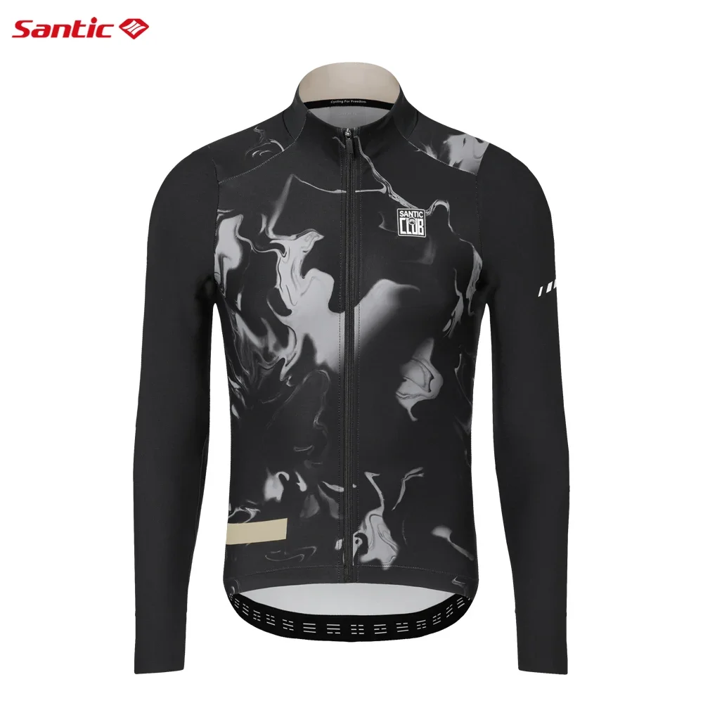 Santic Heren Fleece Wielertrui Herfst Winter Lange Mouwen Warmer Fietskleding Outdoor MTB Road Riding Bike Jersey Tops