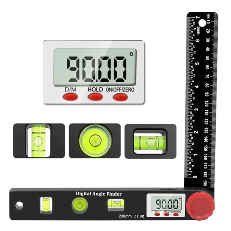 Imagem -02 - Régua de Ângulo com Display Digital em Transferidor de Níveis de Bolha Display Lcd Ferramenta de Medição de Ângulo Acessórios para Trabalhar Madeira