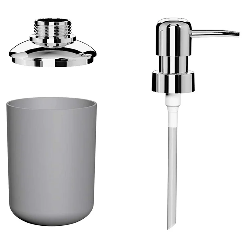 AB33-8 Pcs Plastic Bathroom Accessory Set,Bath Toilet Brush Accessories Set With Toothbrush Holder,Toothbrush Cup(Grey)